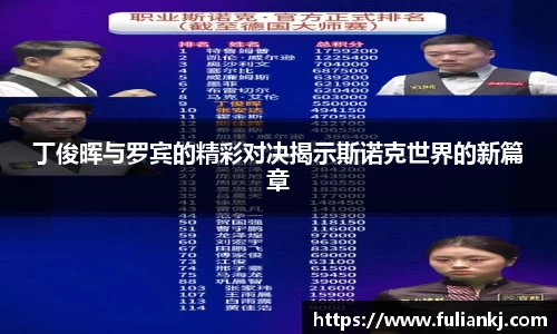 丁俊晖与罗宾的精彩对决揭示斯诺克世界的新篇章